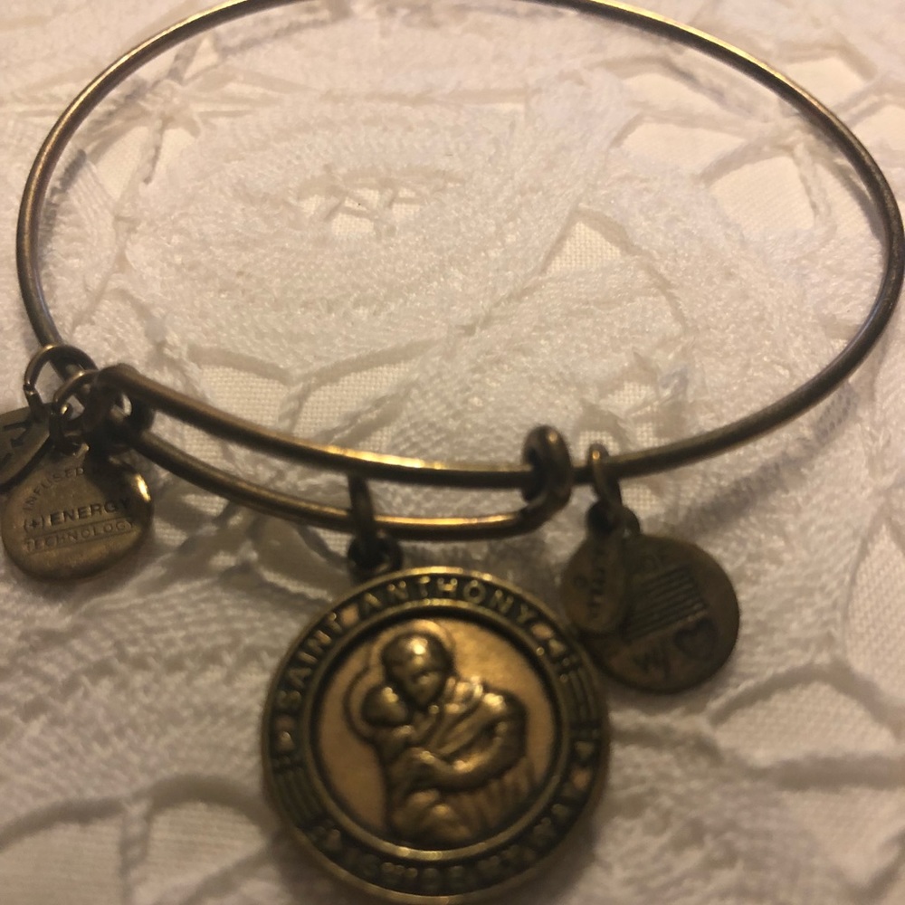Alex and Ani gold Saint Anthony bracelet.